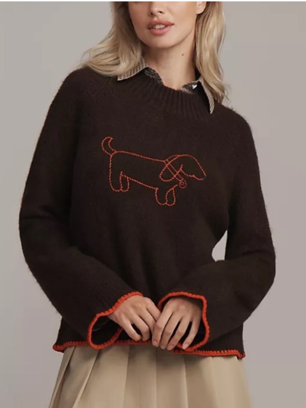 Anthropology Flat White Brown Sweater